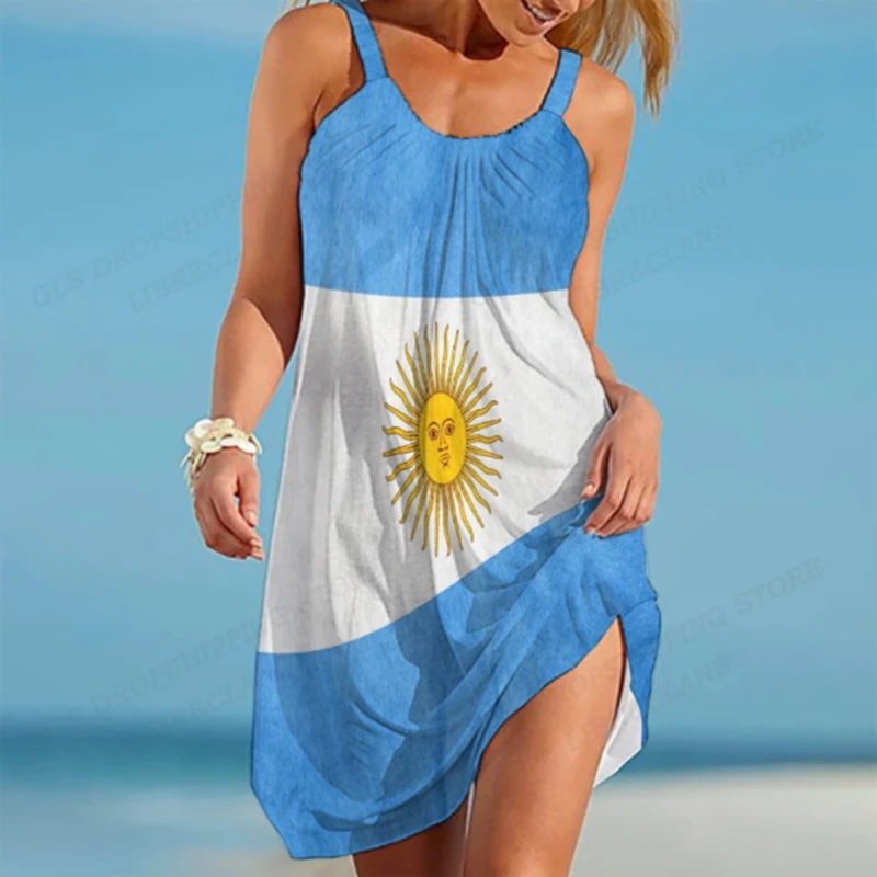 Argentina-Flag-Dress-Women-Fashion-Bohemian-Beach-Dress-Party-Evening