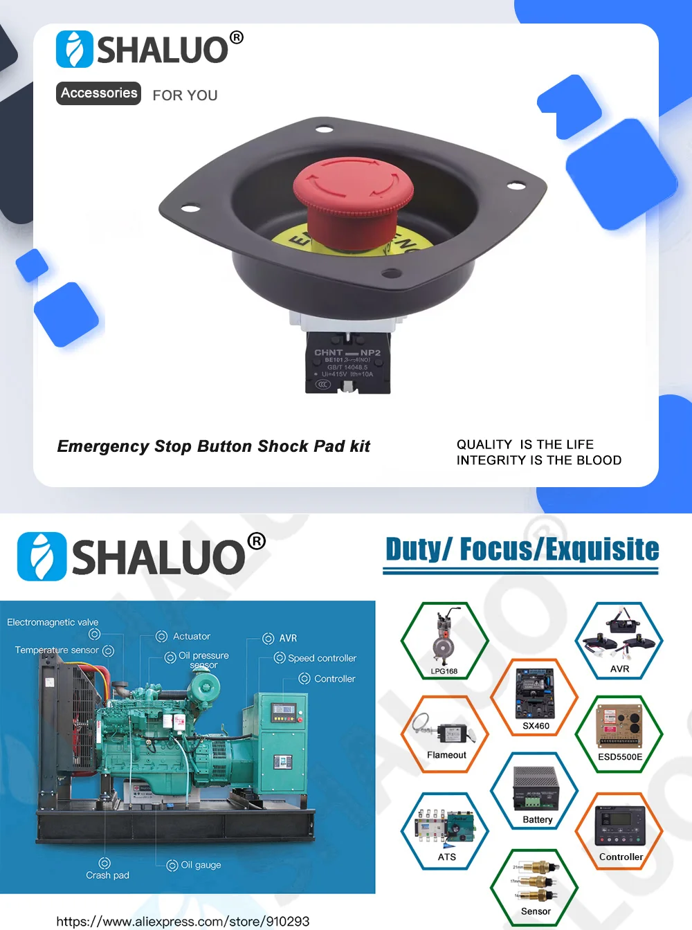 Description Picture 2 of itemDiesel Generator Emergency Stop Button Shock Pad Kit Emergency Stop Button Cover Sign Button Alloy Shockproof Base Cover