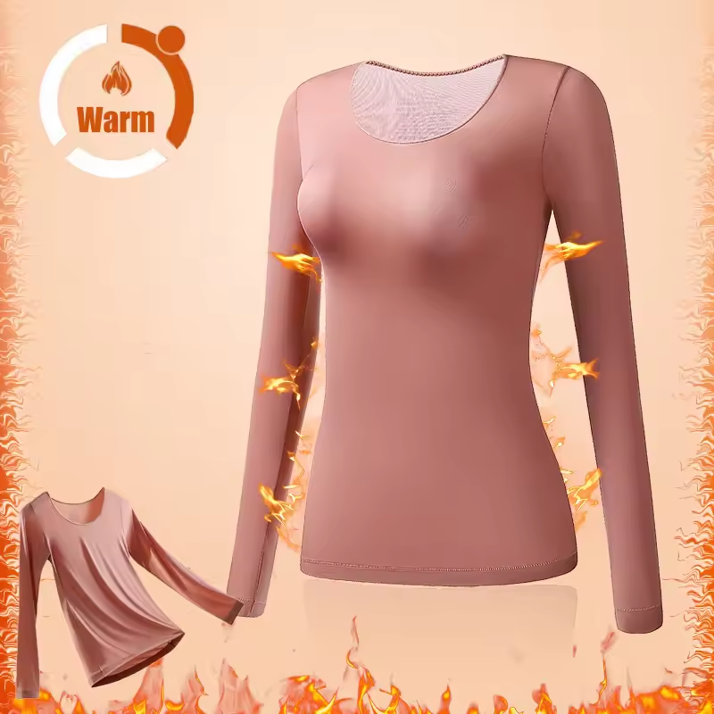 Ultra-Thin Heating Skin Care Skin Bottom Clothing Thermal Underwear Women Invisible Bottoming Shirt Winter Long Underwear Set