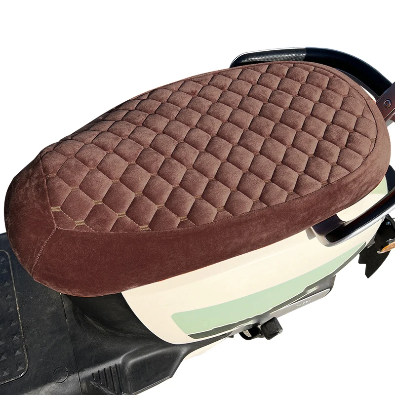 Universal Motorcycle Accessories Checkered Quilting Plush Warm Winter Electric Scooter Seat Cushion Cover Thickened Protect Pad motorcycle seat covers scooter seat covers