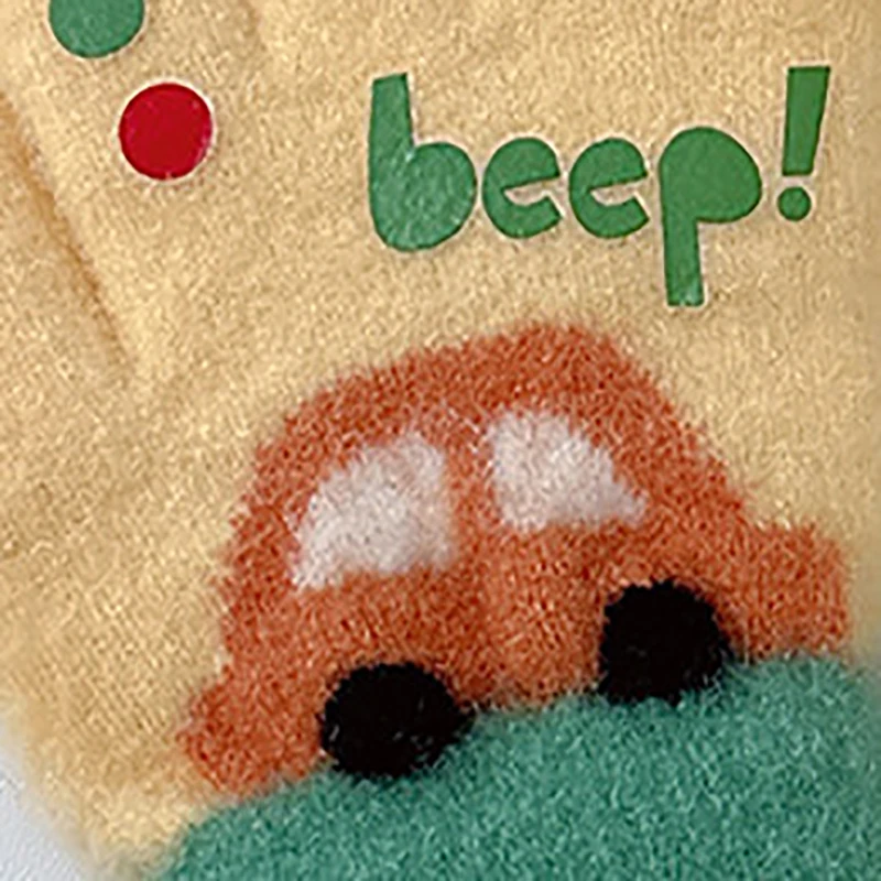 2025년 신상  소년 겨울 장갑 귀여운 차량 모양 손가락 따뜻하게 유지하는 풀 핑거 장갑 3-8세 어린이용