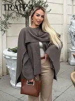Autumn Women Loose Asymmetric Scarf Knit Jacket