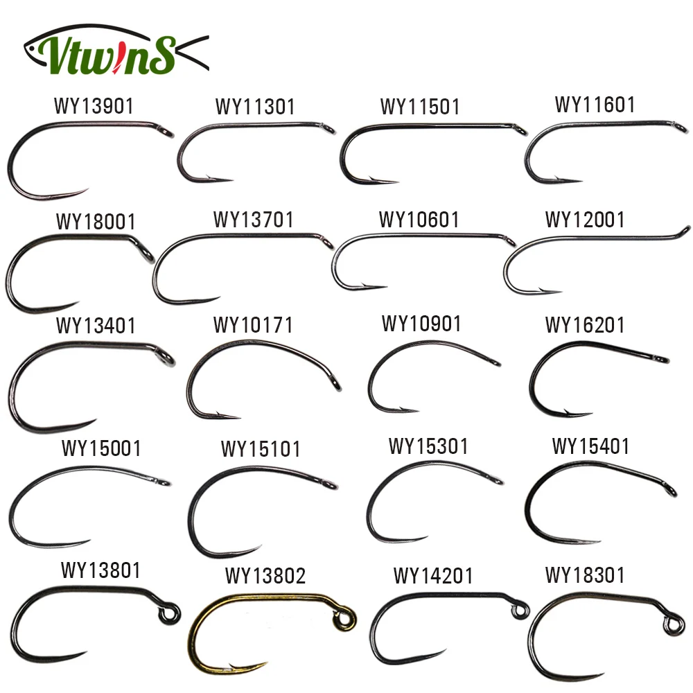 Vtwins Barbed Barbless Fly Tying Hooks 60 Degree Jig Nymph Hook Dry
