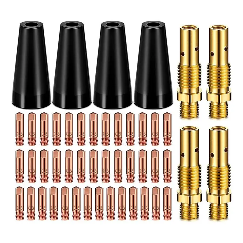 AEF4-48Pcs 플럭스 코어 가스리스 노즐 팁 키트 KP1939-1 플럭스 용접기..