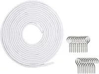 Curtain Wire,10 Meters (32FT) Hanging Cord Kit with 10 Pairs of Hooks & Eyes Picture Hanging Wire for Net Curtain Rods 1