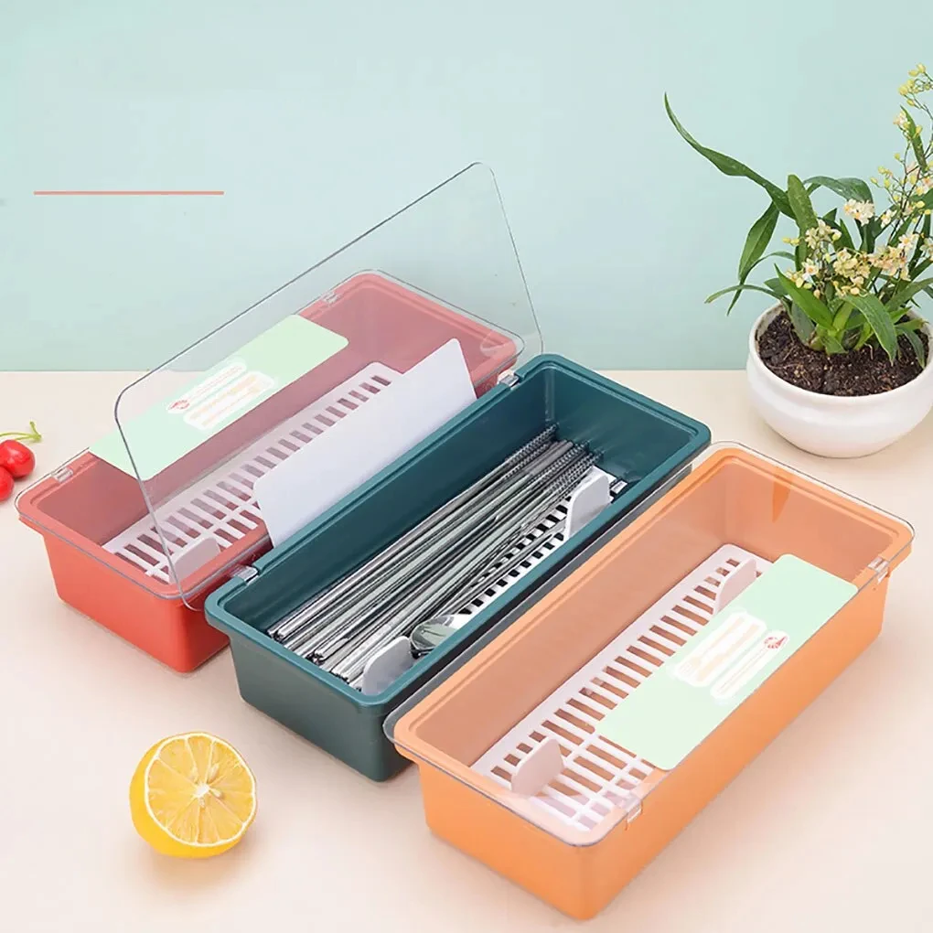 1Pcs Chopsticks Case Chopsticks with Lid  Drain Storage Box Dishwasher Basket Tableware Storage Organizer Cutlery Organizer New 2