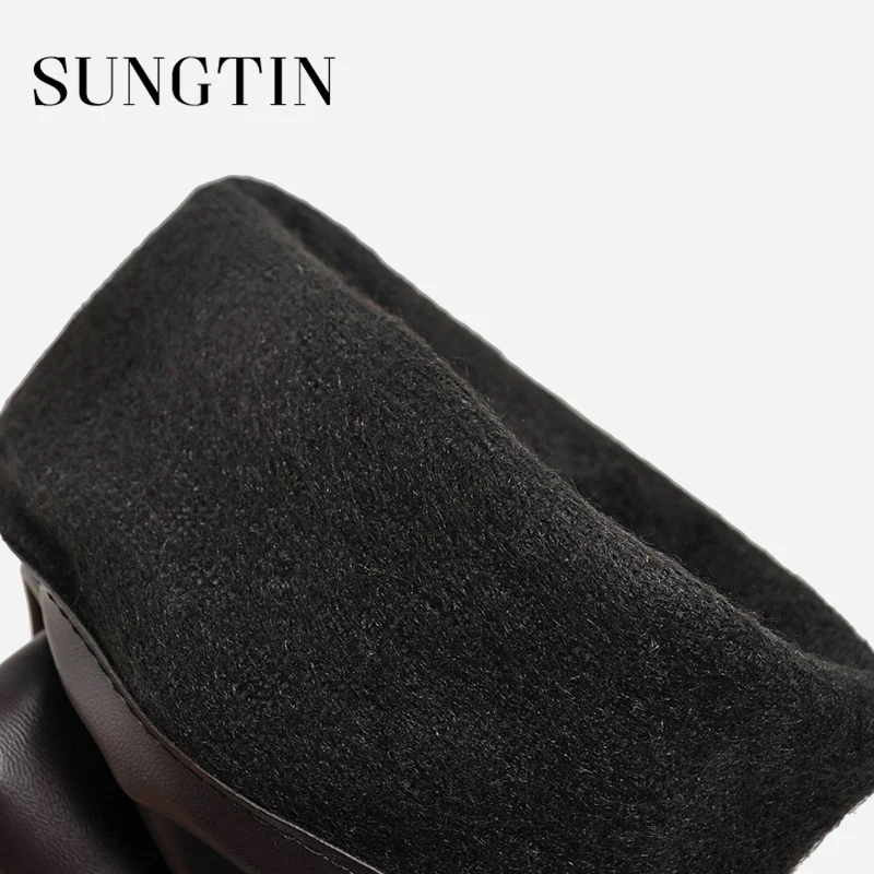 Sungtin White Black Women PU Leather Knee High Boots Fashion Classic Cosplay Boots Brown Ladies Autumn Winter Shoes Long women knee boots