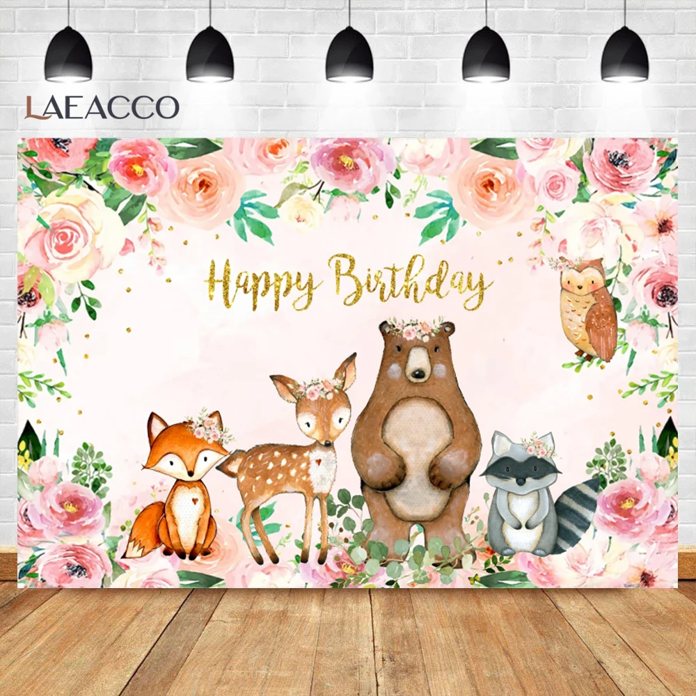 Baby Shower Backdrops For Photography Safari Fox Deer Tent Flowers Baptism Party Photo Background Photostudio photo backdrop