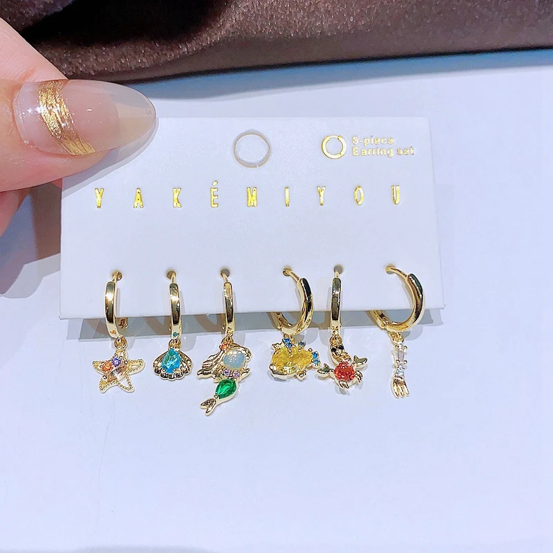 MIGGA Dangle Earrings Set Multicolor Cubic Zircon Fairy Tale Design Women Girls Party Gift Jewelry