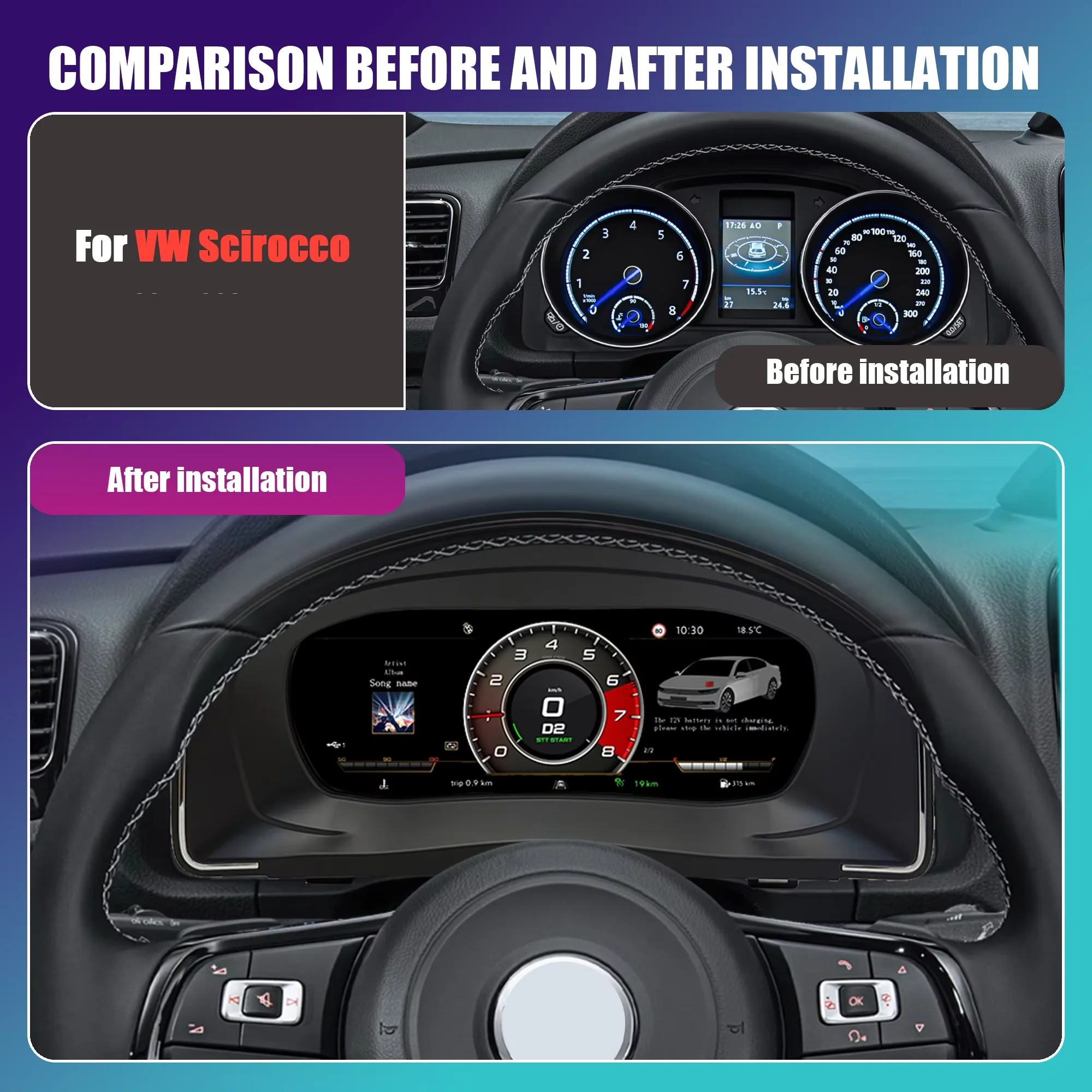 Panel de Instrumentos Digital LCD Linux de 10.25 Pulgadas para VW Scirocco EOS JETTA 2005-2016, con Carplay Inalámbrico, Android Auto, Cabina Virtual 8