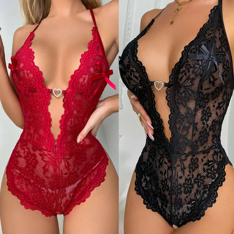 Women Underwear Sexy Bodysuit Lace Open Bra Crotchless Lenceria Erotic Mujer Plus Size