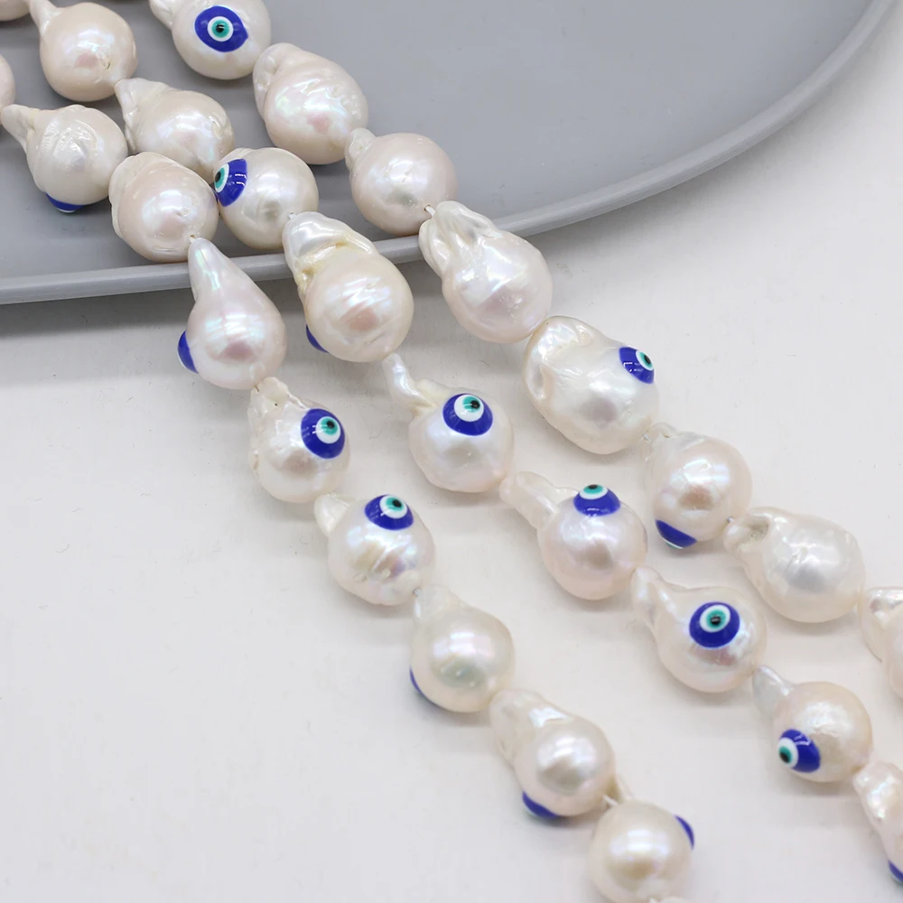 Natural Pearl Beaded Baroque Square Rectangular Single-sided Eye-shaped Beads for DIY Jewelry Making Necklace Bracelet 36cm