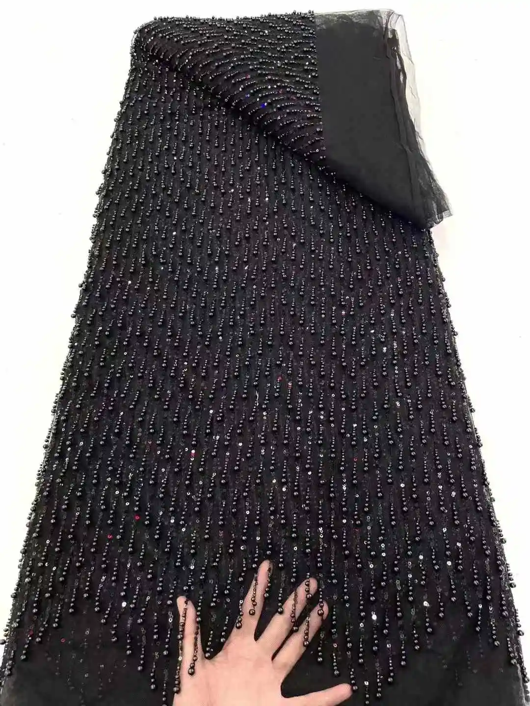 African Sequins Beads Lace Fabric High Quality Lace Material French Nigerian Fabrics Women Party Sewing