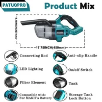 Cordless Handheld Vacuum Cleaner Power Clean Vacuum Cleaner Multi-function Dust Carpet Collect Machine For Makita 18v Battery 2