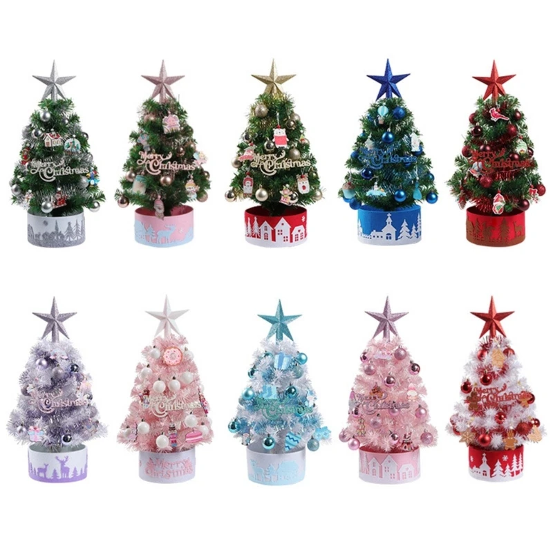 

Настольные рождественские украшения своими руками, мини-рождественская елка с огнями и украшениями, Прямая поставка