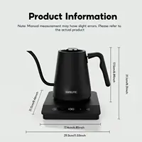 Bouilloire électrique à col de cygne CAFELFFE MK-101, bouilloire à eau et à café électrique en acier inoxydable 304 avec contrôle de la température et fonction maintien au chaud 800 ml 1500 W Noir 8