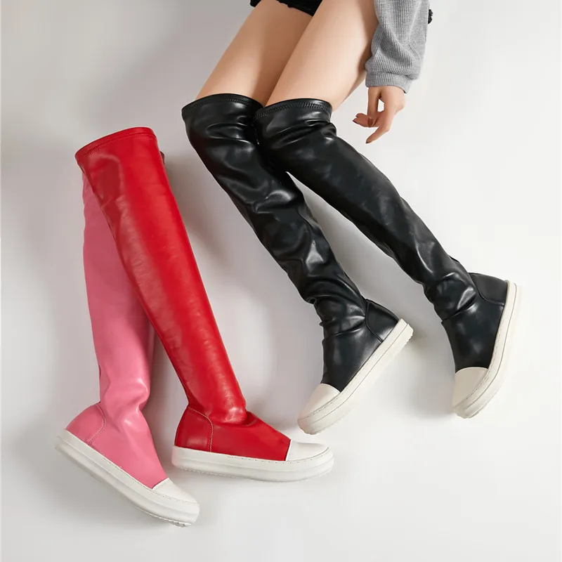 

Warm Plush Long Boots Women Shoes Woman Autumn Winter 2022 Solid Leather Flat Platform Women's Knee High Boots Shoes for Women