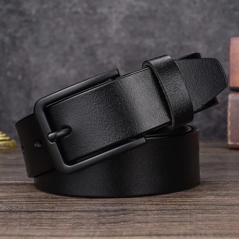 

new fashion classice vintage black pin buckle leather belt male belt men cow genuine leather luxury strap male belts for men