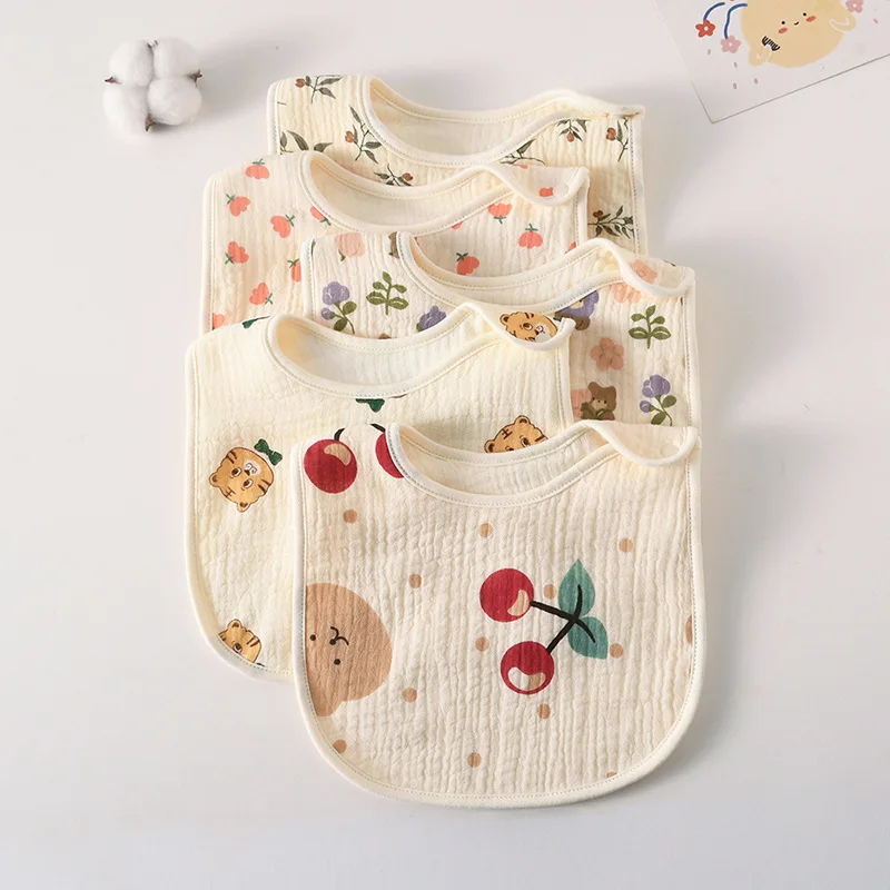 귀여운 거즈 U자형 아기 턱받이, 코튼 침 타올, 신생아 트림 천, 반다나 스카프, 남아 여아 수유 드롤 턱받이, 6 레이어, 신제품 