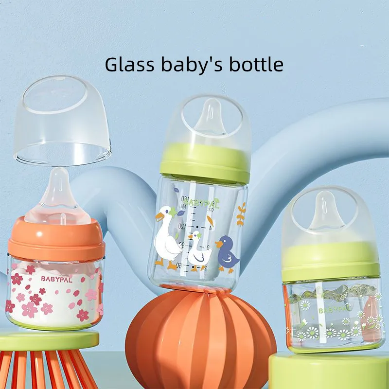 

80ml Cute Baby bottles Premium borosilicate Glass Newborn Feeding Bottle Anti-Colic Breast-Like nipple for Infant Milk Feeder
