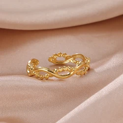 Stainless Steel Geometric Heart Adjustable Open Ring - Fashion Jewelry Gift - Adjustable (Style 21 Gold)