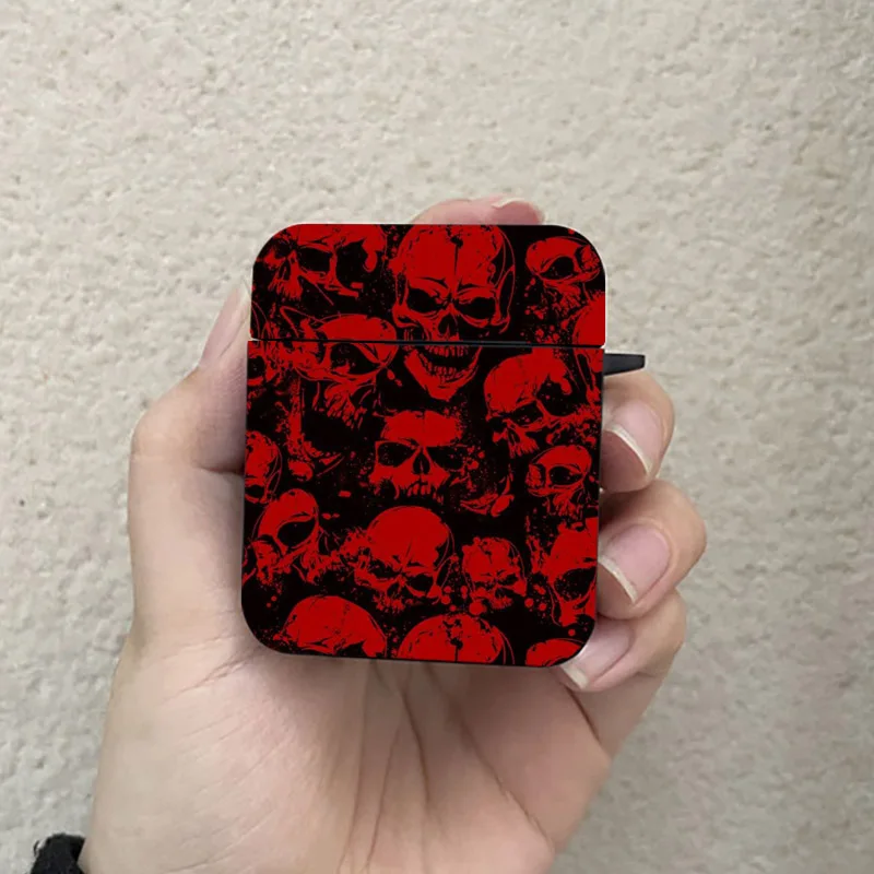 Black Skull Design Wireless Earphone Protective Case