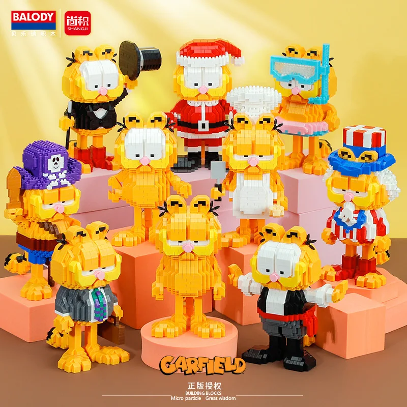 Balody Mini Blocks Magic Cartoon Garfield Cat Anime Figures Collection Building Toy DIY Bricks for Kids Present Girl Gift 18133 | Игрушки и