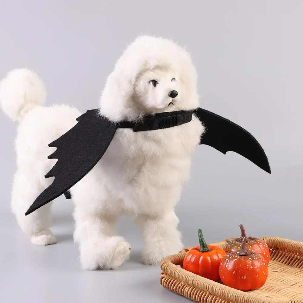 Pet Halloween Bat Wings Dog Cat Costume Party Dress Funny Cool Puppy Kitty Apparel Cosplay Prop with Traction Rope Fixing Hole pet halloween costume