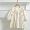 1-6Yrs Toddler Outfit Autumn Baby Girls Dress Flower Embroidery Dress Ruffled Collar Infant Girls Cotton Kids Princess Dresses