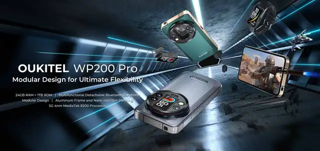 Oukitel WP200 Pro 5G Modular Rugged Phone Detachable Earphone watch  72GB+1TB MTK8200 Smartphone Android 15 108MP cell phone - AliExpress