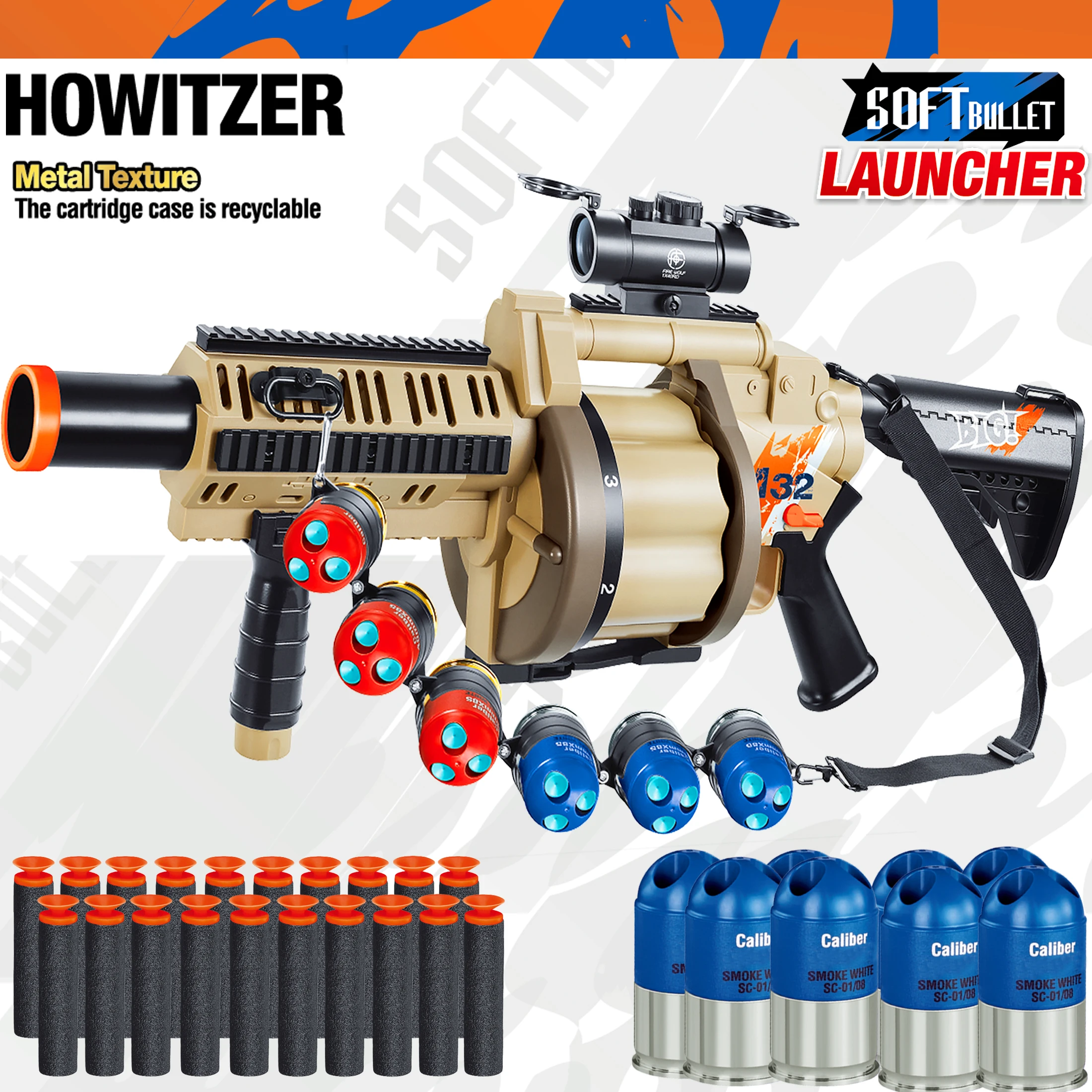 Grenade Launcher Toy Gun Unique Design, Large Magazine, Ejecting Shell, Shoots Soft Bullets - Christmas Gift for Kids 14+ 5