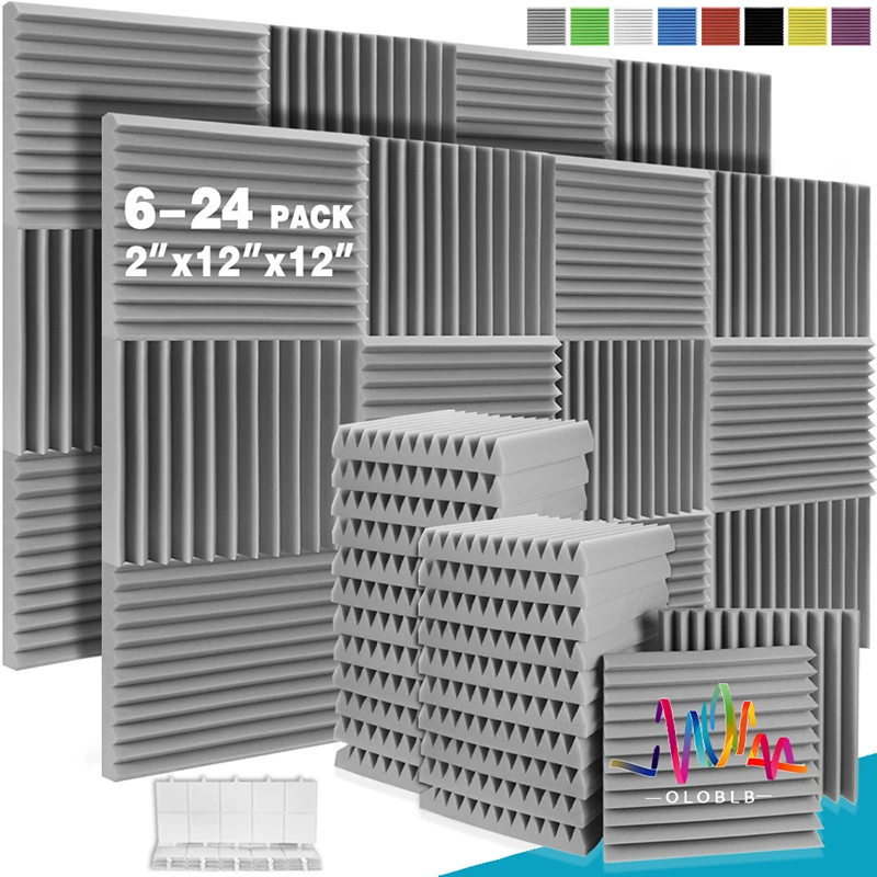 Noise Sound absorbing Foams Grey 6/12/24 Pcs Studio Acoustic Soundproof