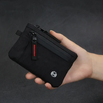 Luxury Rfid Credit Card Holder Anti Theft Slim Key Card Case with Carabiner Nylon Coin Purse Male Purse 2