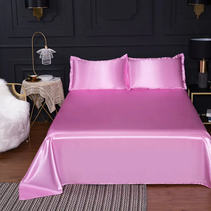 Ice Silk Bed Sheet Satin Sheet Pillowcase Single Bed Cover Full Bed Linens Double Bed Sheets Mattress Pad Bedspread 13 Color 3