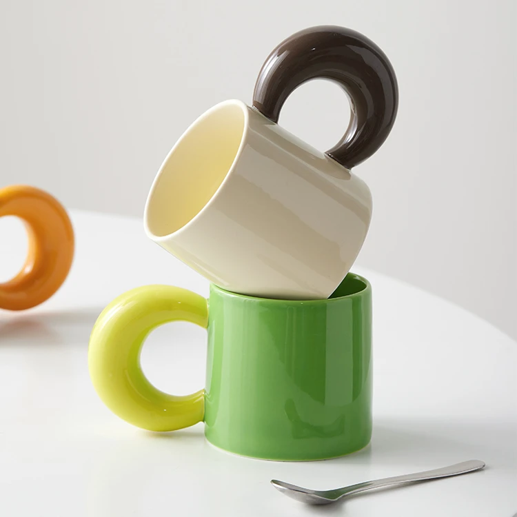 

Creative Contrast Color Coffee Cup Ceramic Cup Water Cup Women's New Home Girl Heart Mug