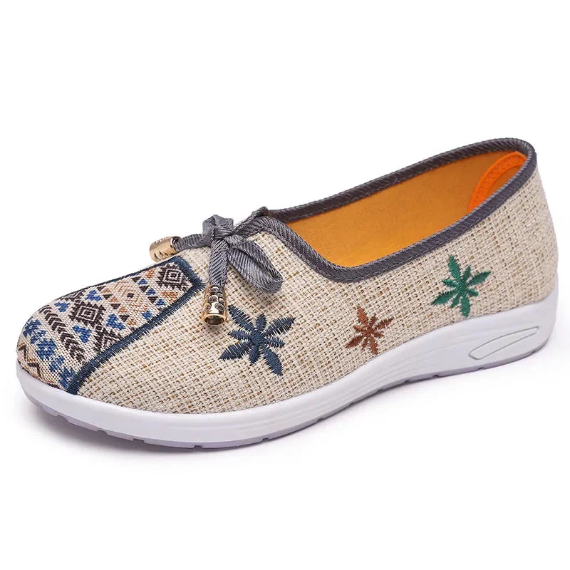 

Туфли женские на плоской подошве, классические, Нескользящие, без застежки, повседневная обувь с вышивкой, весна-лето E1186