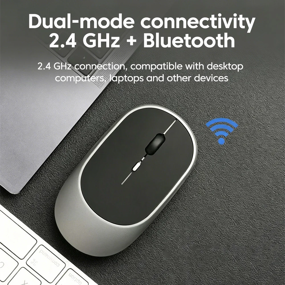 Mouse Bluetooth Wireless 800/1200/1600DPI con Regolazione a 3 Velocità, Connessione Doppia Wireless 2.4G+Bluetooth 5.2 per Laptop e Computer - immagine 5