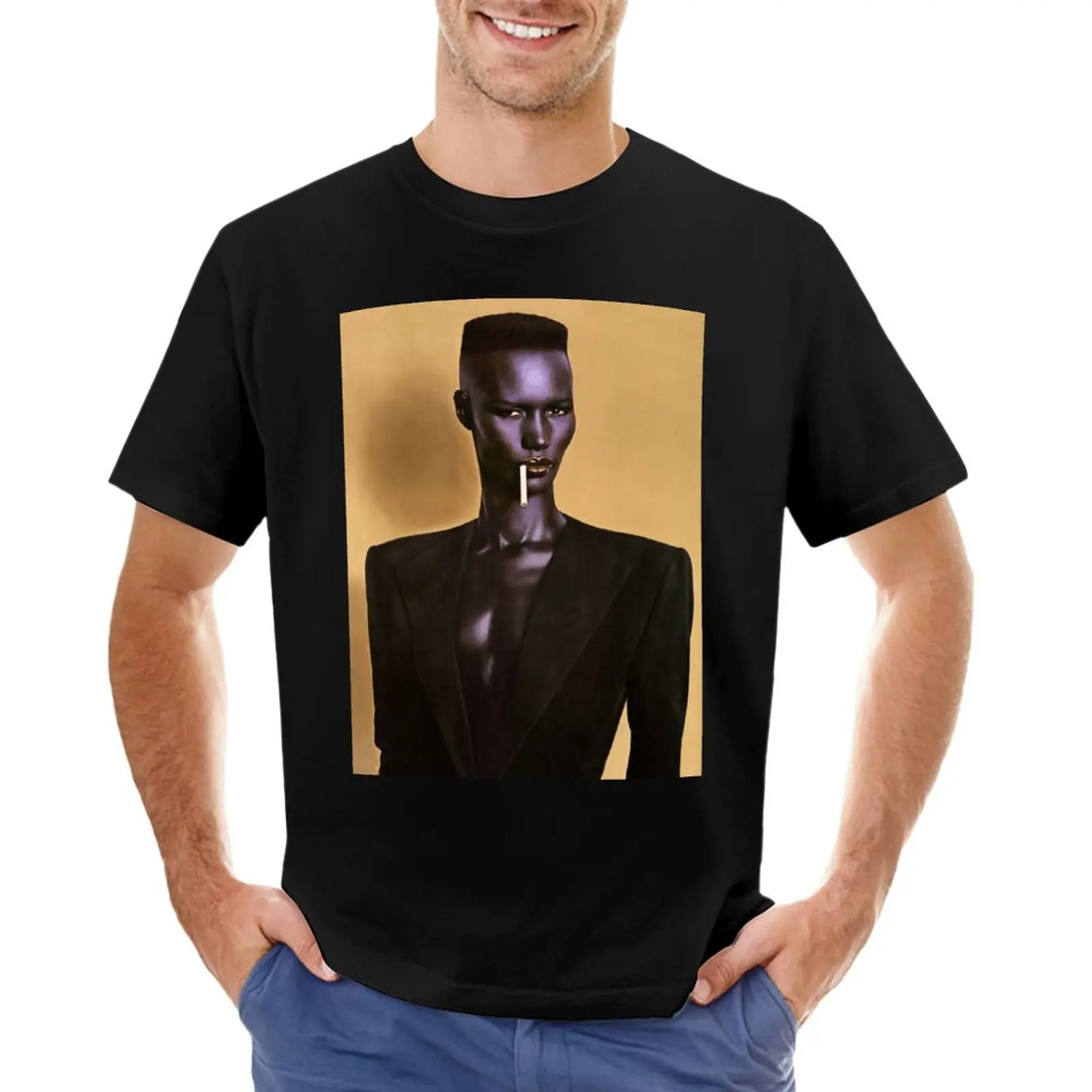 Grace Jones Chanteuse Extraordinaire! T-Shirt Grafica Oversize Blanks Magliette Per Uomo