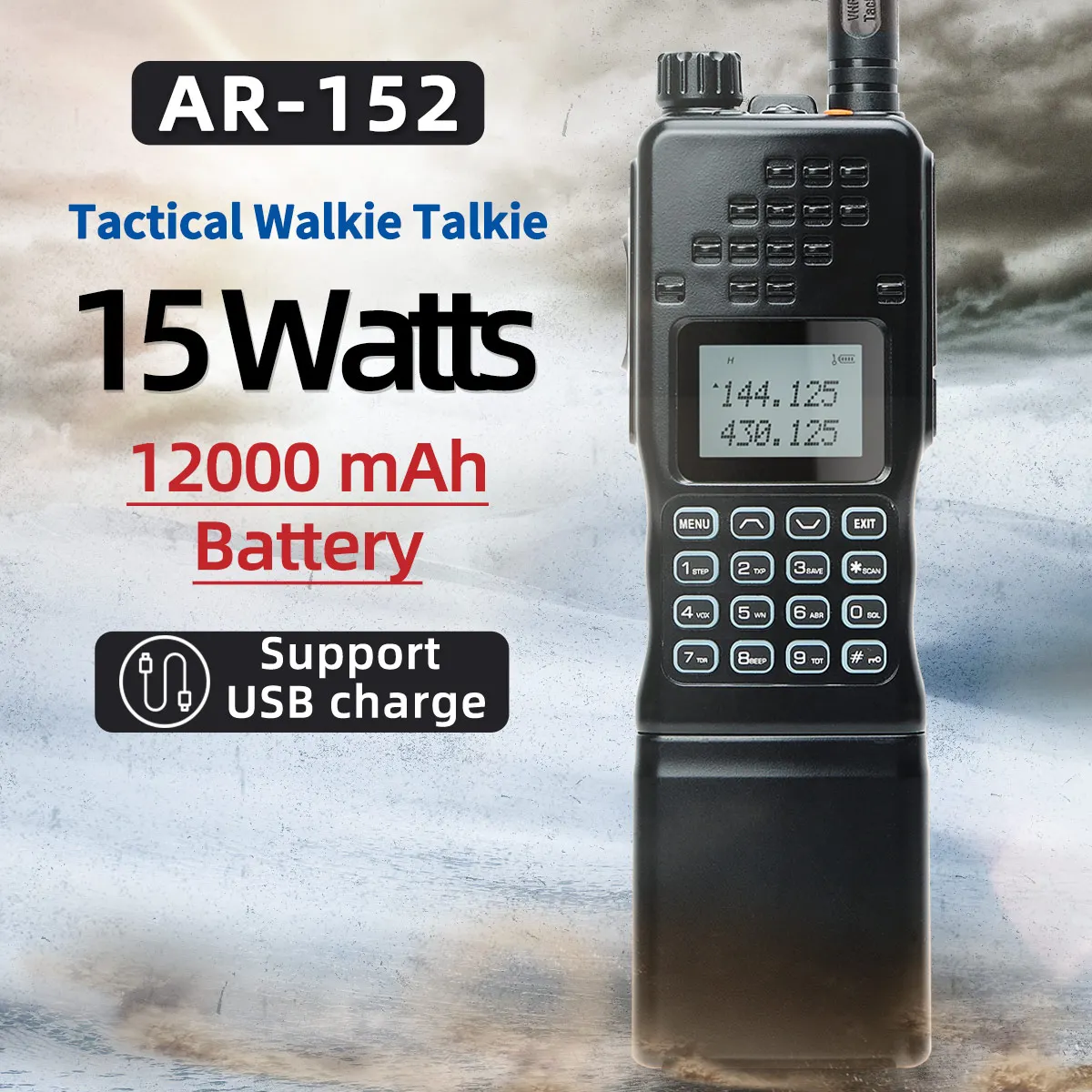 Baofeng Ar-152 Walkie Talkie15w Powerful 12000mah Battery Tactial Game Two  Way Radio An /prc-152 For Hunting Cross Country Walkie Talkie AliExpress