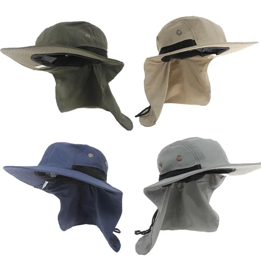 Outdoor Unisex Sun Protect Caps Bucket Hat Solid Casual Brim Sun Block