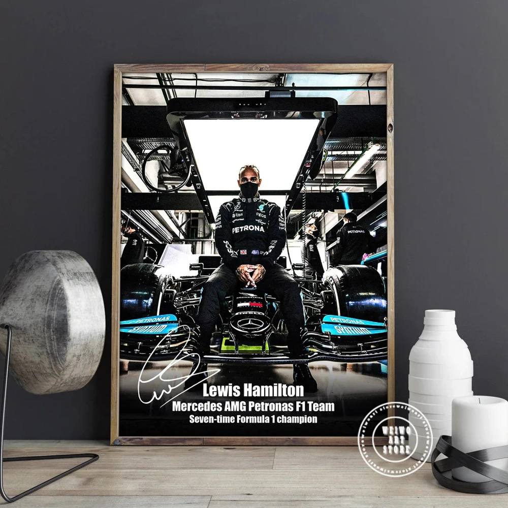 Magic Canvas Art F1 Formel1 Lewis Hamilton B8138 Impression sur toile 1 pièce Impression d'art de qualité supérieure Tableau mural - Dimensions : 120 x 60 cm