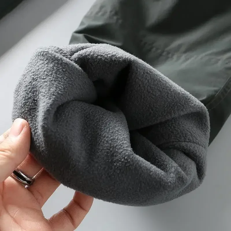 Tooling Pants S-6XL Thick Waterproof Fleece Cargo Pants Men Women Winter Outdoor Multi-pockets Loose Straight Overall Trousers Casual Pants Sports Pants Tactical Pants Casual Sports Pants