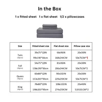 3/4pcs Solid Beding Set, Waterproof Fitted sheet & Bed Sheet & Pillowcases Soft, Queen, KIng, Full, Twin Size, White and Gray 3