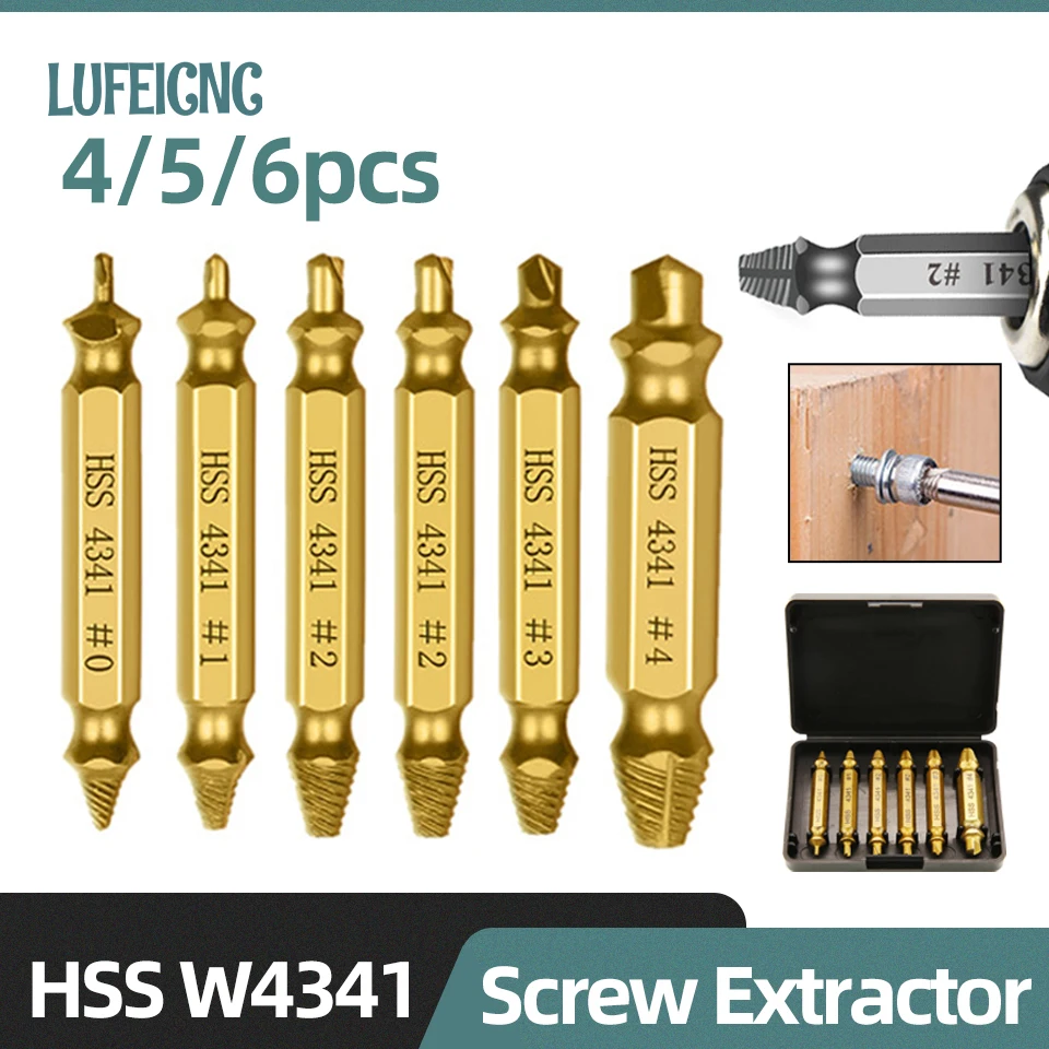 Drill Bit Set Screw Extractor Set Drill Bits Drill Bit Bolt Extractor Set Woodworking Tools Woodworking Drill Tool Set Woodworking Drill Bits Woodworking Drill Accessories 5/6Pcs Set Damaged Screw Extractor Center Drill Bit Broken Bolt Extractor Bolts Screws Remover
