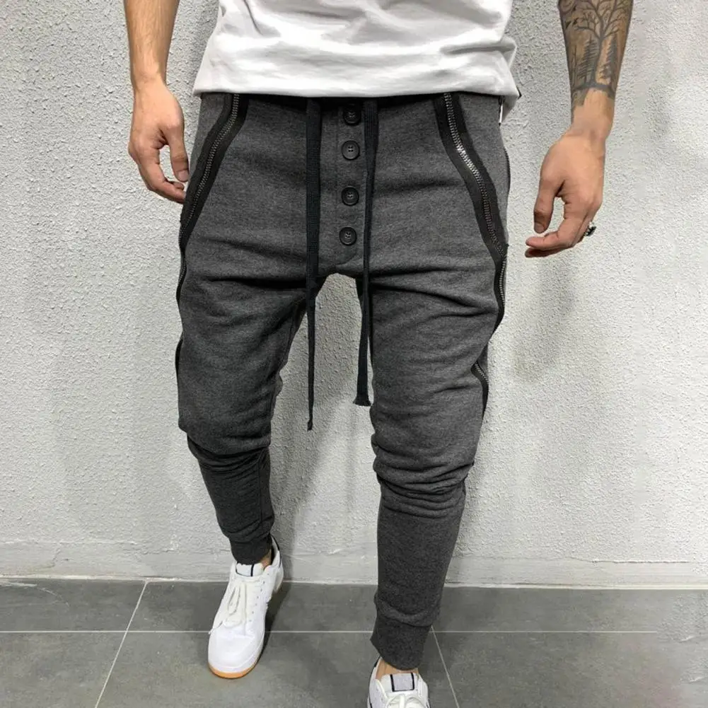 Pantalones ajustados con cremallera en para hombre, Joggers cordón, ropa de calle no definida para Fitness, de chándal para hombre|Pantalones deportivos| - AliExpress