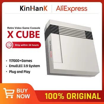 KINHANK 슈퍼 콘솔 X 큐브 레트로 게임 콘솔, 게임패드 포함, 지지대 117000 비디오 게임 70 에뮬레이터, 나오미 DC MAME