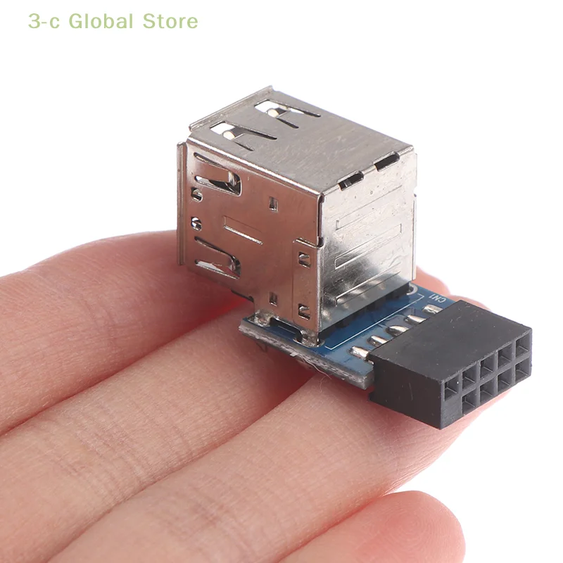 

1Pcs 9-pin Motherboard to Dual USB 2.0 Connector Black Motherboard To 2 Ports Usb 2.0 A Female Internal Header Adapter 15g