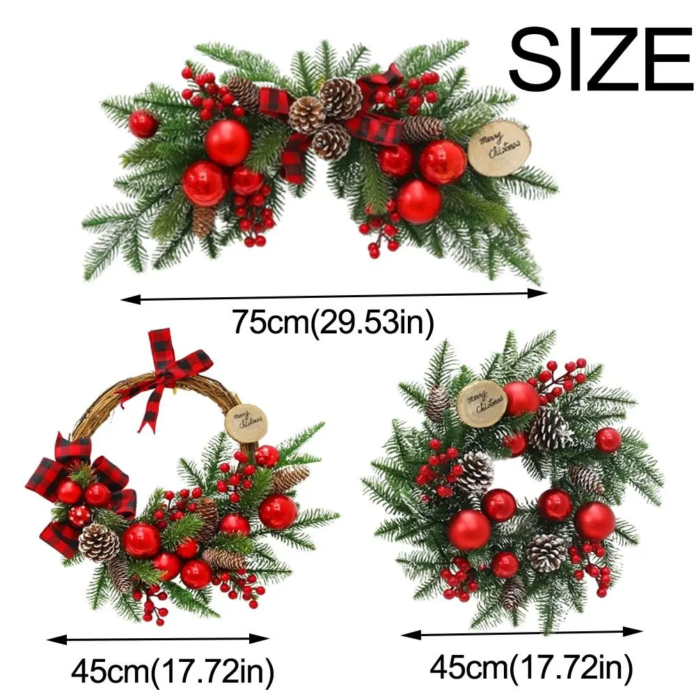 Exquisite Artificial Christmas Wreath Realistic Pine Cone PVCVine Ring Xmas Tree Garland DIY Simulated Window Hanging Decor