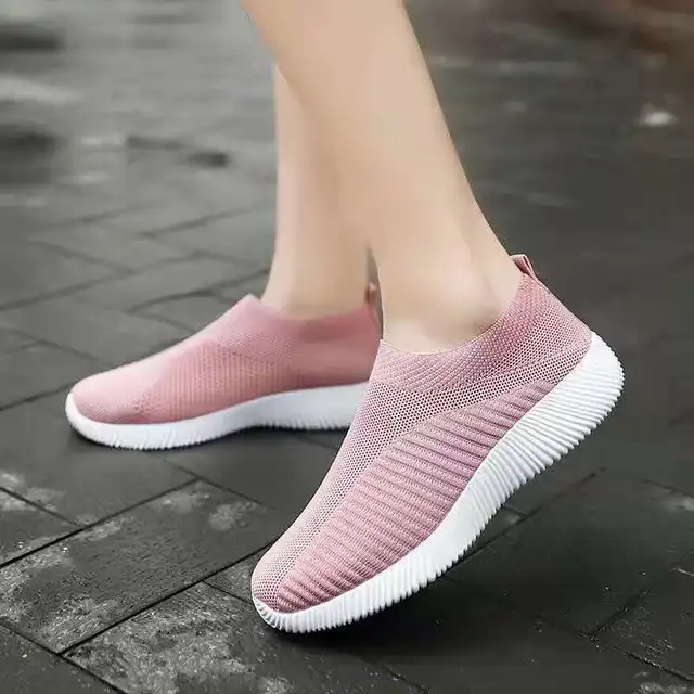 Women Sneaker Summer Elastic Force Mesh Breathable Flat Ladies Slip on Casual Sports Shoes Comfortable Vulcanize Shoes 2