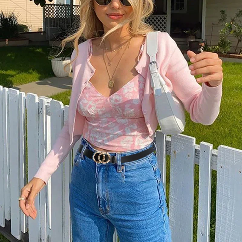 Silver Gold Double Ring Fashion Waist Belt